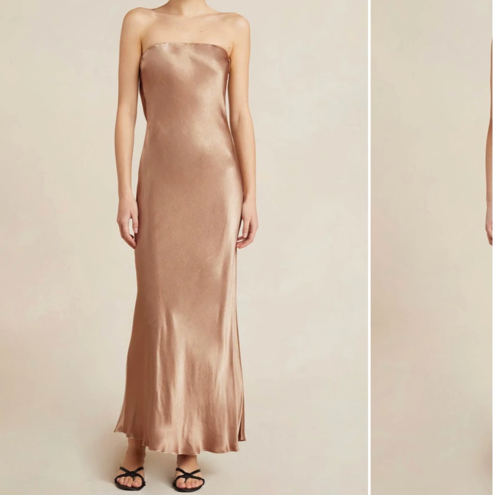 Bec + Bridge Strapless Midi Silk Dress